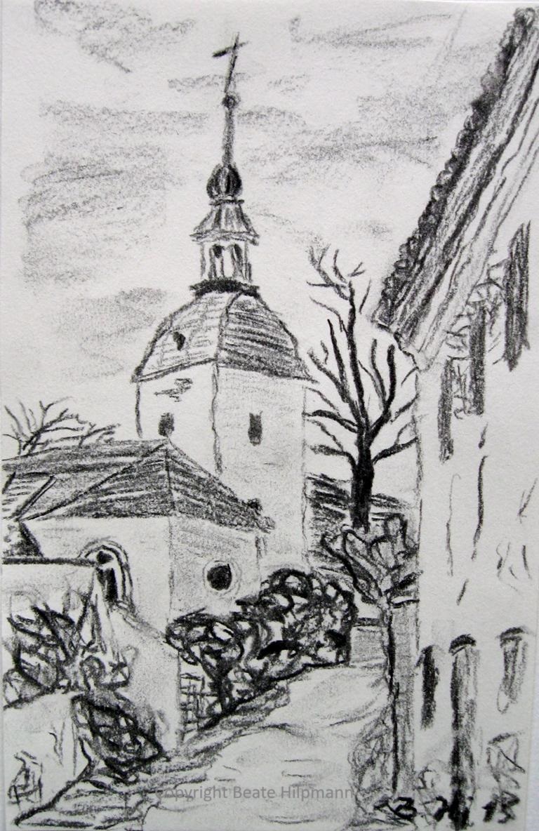 Kirche Maxen, Ansicht von der Straße leicht unterhalb der Kirche
